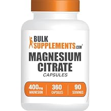 BulkSupplements.com Magnesium Citrate Capsules - Magnesium Supplement, Magnesium Citrate 400mg - Gluten Free, 4 Capsules per Serving, 360 Count Pack of 1