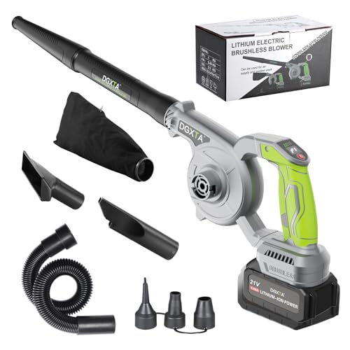 Leaf Blower Cordless, 2-in-1 Handheld 3 Adjustable Speeds Max 106 CFM/240 MPH Leaf Blower with 4.0Ah-1* Battery and Charger, Suitable for Lawn, Yard, Patio（Gray, with Battery）