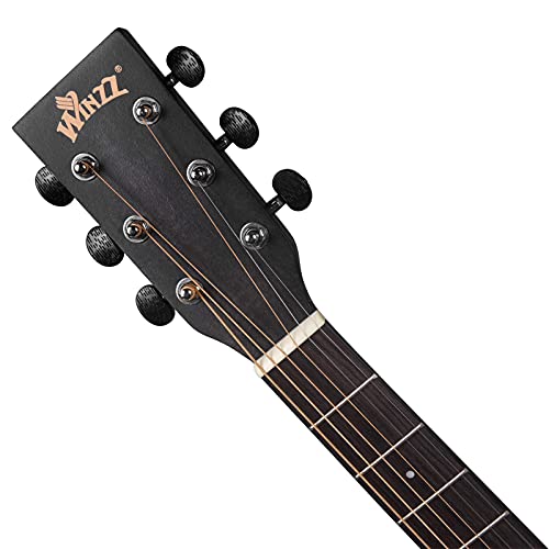 Winzz 41 Inch Akoestische Gitaar Full Size Vintage Gravure, Beginners Folk Gitaar 4/4 met Gewatteerde Zak, Standaard… - Image 7