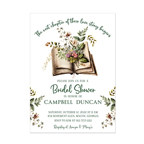 Vintage Look Book Themed Bridal Shower Invitations, The Next Chapter