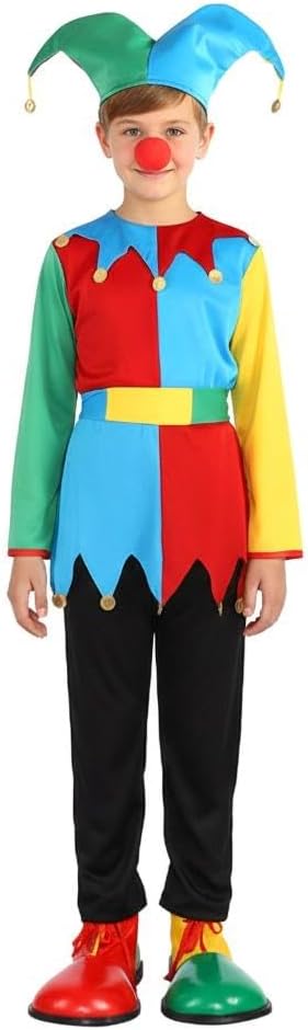 Dressy Daisy Carnival Clown Halloween Costume Dress Up Outfit Set with Wig or Hat for Kids Boys or Little Girls Size 5-14