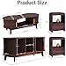 Homiflex TV Stand and Coffee Table Set, 4-Piece Sets Includes Coffee Table, TV Stand and 2Pcs End Tables, Side Table with Outlets & Drawer, Oval Living Room Table Set with Sliding Door, Red Brown