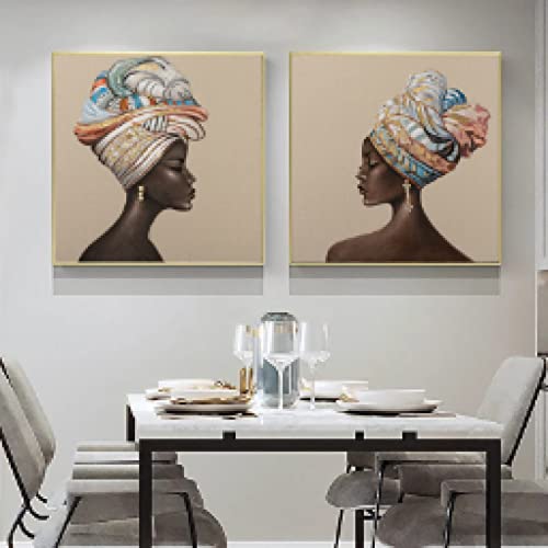 Portrait femme africaine sur toile, affiche décoration maison
