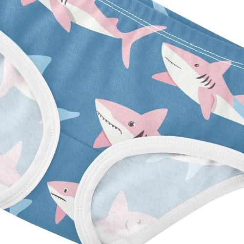 Wusikd Sharks Girls' Underwear Cotton Blue Girls Briefs Soft Toddler Underwear 2T4