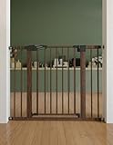 Mom's Choice Award Winner-Babelio 26-40' Metal Baby Gate with Black Wood Pattern, PressGuard C5 Easy Install Pressure Mounted Dog Gate for Stairs and Doorways, with Wall Protectors and Extension Kits