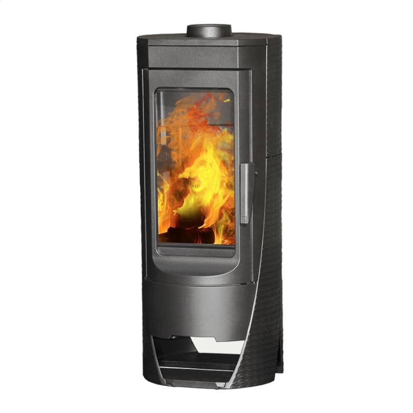 PLAMEN NERA Poêle à bois en fonte | Puissance de chaleur 14 kW | 81 % d'efficacité | Grande fenêtre de visualisation en verre | Classe énergétique A+ | Noir