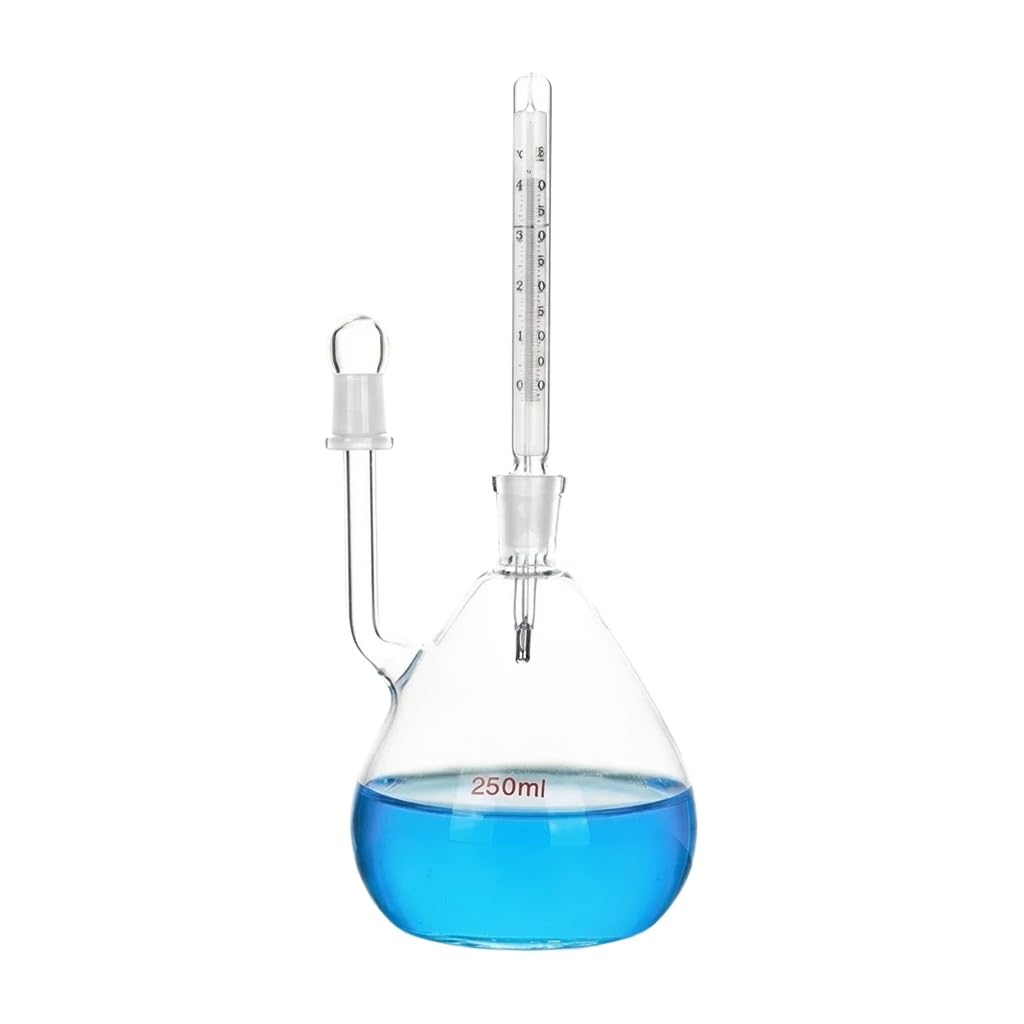 Szklany Piknometr Boczna Rurka Kapilarna Termometr-250ml