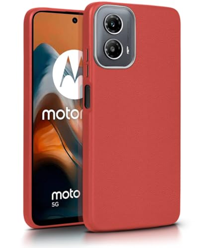 Image of WOW IMAGINE Back Cover for Motorola Moto G34 5G | Moto G45 5G | Ultra Slim Flexible Non-Slip Grip | Inner Fabric | Metal Camera Ring & Lightweight Soft Silicone Mobile Case - Crimson Red