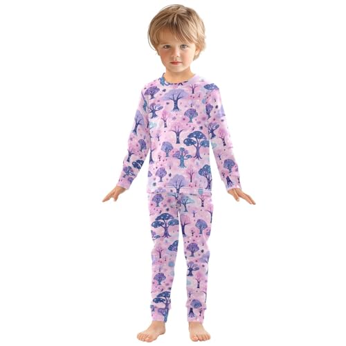 Pajama Sets Long Sleeve Magical Forest Trees on Pink Soft Comfy Sleepwear 2 Piece PJS 3-8T2