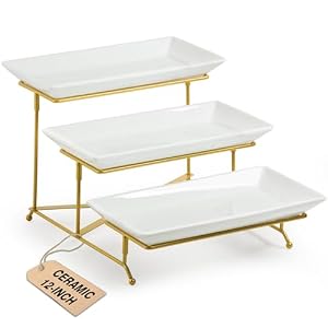 LAUCHUH 3 Tier Serving Tray, Porcelain Serving Platter Tier Serving Stand