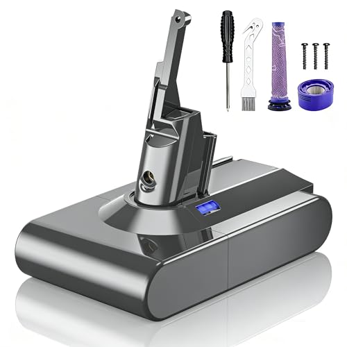 Akku für Dyson V8 Powtree Ersatzakku für Dyson SV10 Kompatibel mit V8 Absolute Animal Fluffy Motörhead Exclusive Total Clean 215681 Staubsauger (2 Filter + 1 Schraubendreher + 3 Schrauben + 1 Bürste)