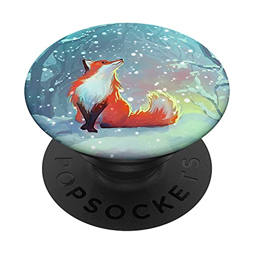 Adorable renard dans la forêt hivernale PopSockets PopGrip Interchangeable Cover