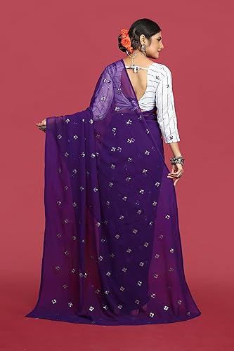 Image of Glory Sarees Women's Georgette Embroidery Saree With Blouse Piece (GLF721 Parent)