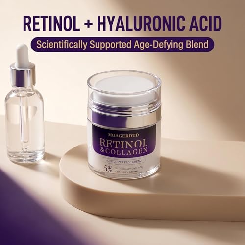 Retinol Collagen Cream Anti-Aging Face Moisturizer with Retinol,Collagen & Hyaluronic Acid - Firming & Hydrating Face Cream for Men & Women,Day & Night Skin Care - 1.86 fl oz — view 3