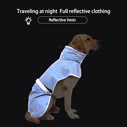 Reflective Dog Vest, High Visibility Full Body Dog Reflective Hunting Jacket Waterproof Reflective Dog Raincoat Camping Gear Night Safety Dog Hunting Jogging Vest W/Leash Hole For Large Dogs-Blue-L #TOP1