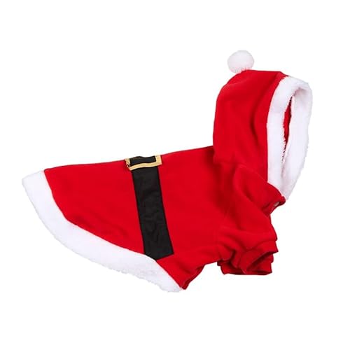 The Lakeside Collection Pet Santa Or Reindeer Plush Fabric Costume with Hood - Santa Small