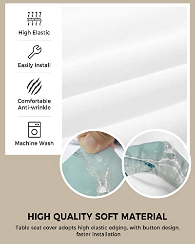 Savannan Dining Room Chair Seat Covers, Marble Textured Abstract Art Aqua Removable Stretch Chair Seat Cushion Slipcovers Protector For Holiday Party Festival Decoration, Set Of 2 #TOP1