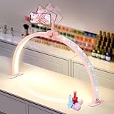 Adonafy Lampe Demi-lune pour Ongles: 29' Lampe Onglerie Table Demi Lune - 3 Modes de Couleur et 10 Niveaux de Luminosité Réglables pour Cils,Tatoue (Rose avec Diamant,Grand)