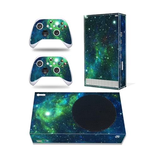 RUOKIP Full Set for X-Box Series S - Including Controller Skin and Console Skin, Shell Skin Protector Wrap Cover Protective Faceplate Full Set for X-Box S(Green Starry Sky), Gold