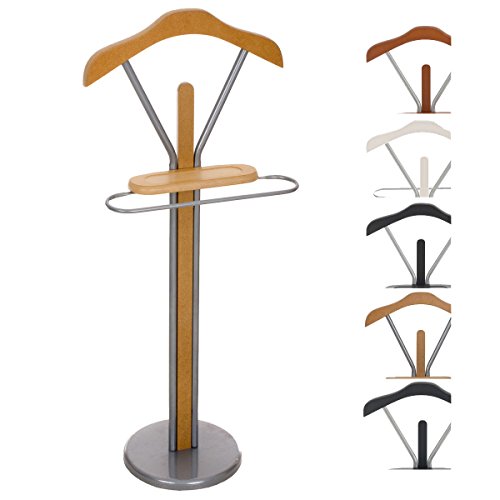 CLP Perchero De Pie Moderno Ronald | Perchero Metálico con Perchas para Pantalones & Vestidos | Perchero Unisex | Galán De Noche I Color: Madera Natural