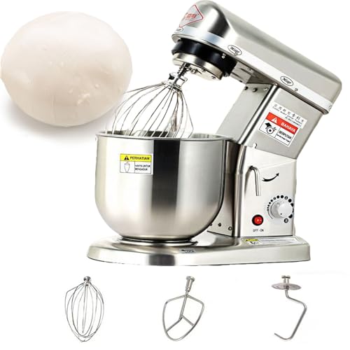 BEESOM Amasadora Comercial,Amasadora Industrial,Pedestal 500w,3 En 1,Batidor K+Gancho,Silenciosa,para Cocina Comercial Repostería Silver-5L BEESOM Amasadora Comercial,Amasadora Industrial,Pedestal 500w,3 En 1,Batidor K+Gancho,Silenciosa,para Cocina Comercial Repostería Silver-5L