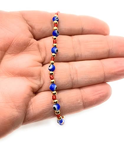 Image of Dainty Evil Eye Adjustable Unisex Bracelet Kabbalah Red String Amulet Nazar