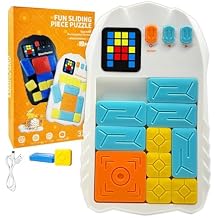 Super Slide Puzzle Game, Rechargeable Electronic Brain Teaser with 500+ Levels, Addictive Sliding Puzzle Challenge for Kids & Adults White