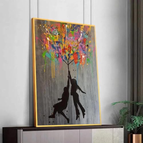 Art de rue moderne pour salon : affiche de graffiti abstrait Banksy 60x90cm