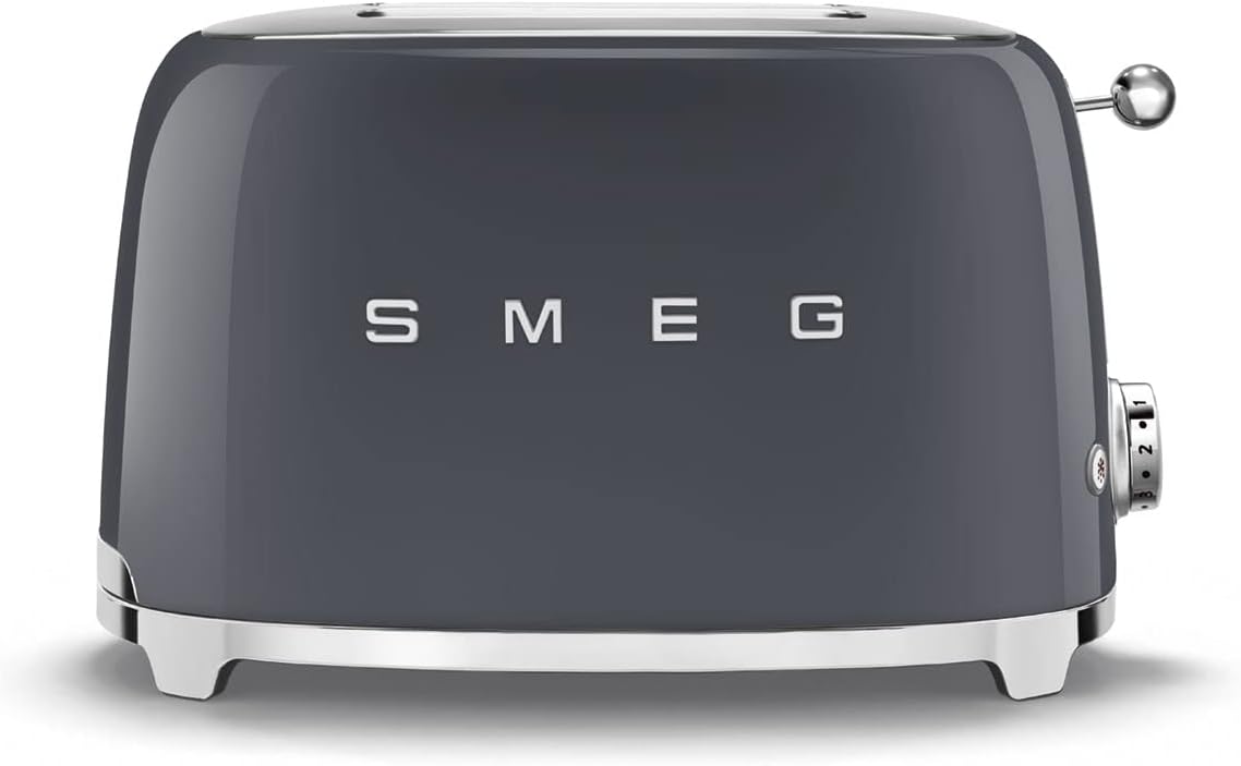 Smeg Retro Drip Coffee Machine and 2-Slice Toaster Bundle (Gray)
