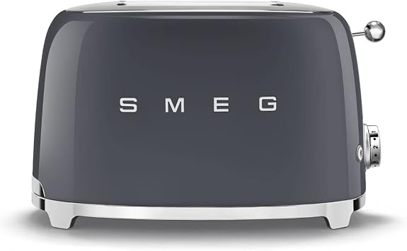 Smeg TSF01GRUK 2 Slice Toaster, Extra Wide Slots, 3 Pre-Set Options, 950W, Slate Grey