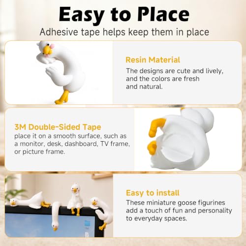 4-Pack Resin Goose Figurines, Funny Mini Computer Monitor Decor - Image 2