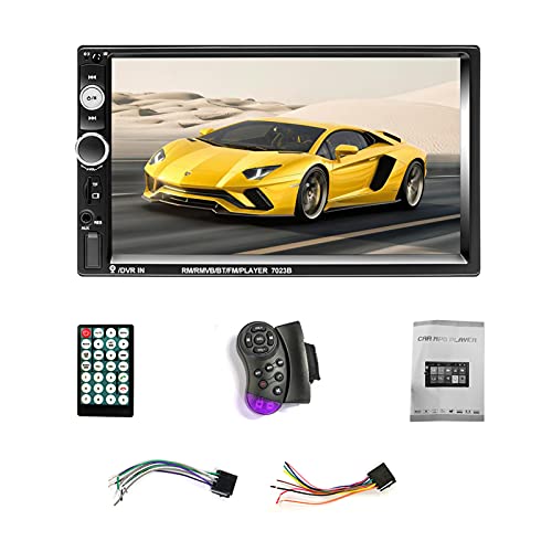 Double Din Car Stereo with Bluetooth Backup Camera Mirror Linkand and 1080P 7 Inch Touch Screen, MP5 Player Support Car Audio FM Radio Receiver, Steering Wheel Remote Control