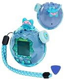 【2026年新登場】 Tamagotchi Paradise専用保護ケース たまごっちパラダイスケース カバー 通信に対応 透明ケース PC素材 耐衝撃 落下・紛失防止 全周囲保護 衝撃吸収 ストラップ/取り外しヘラ付き [れさばんっち耳/レイクブルー]