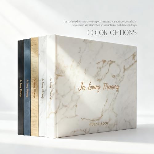 Image of Funeral Guest Book for Memorial Service - Leather Memory Book for Funeral Guests to Sign in with Condolence Memory Table Sign & Back Pocket(Coastal Slate)