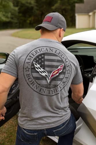C7 Corvette Men's Short Sleeve T-Shirt - USA Flag Shirt - from The American Legacy Collection - Officially Licensed by GM3