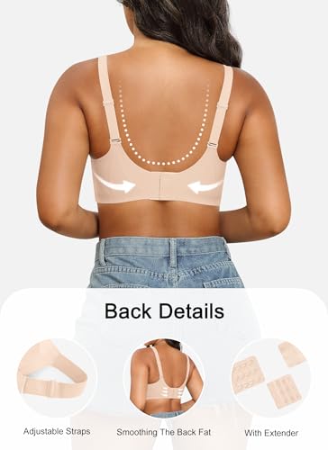 Image of Xcutting Bra for Women Wireless No Underwire Seamless Full Coverage Deep V Bralettes Everyday Comfortable Soft