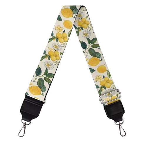 Image of Wide Bag Straps Replacement Crossbody Lemon Guitar Straps for Handbags /Purses /Messenger /Duffel Bags Backpack Straps Replacement Adjustable Length from 30 inch to 50.3 inch Green Leaves