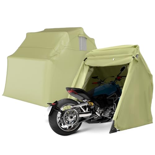 Quictent 136'x 54' Motorcycle Storage Shelter with Code Lock & Carry Bag Heavy Duty Vehicle Shed Cover Garage Tent with 2 Roll-Up Side Windows - Army Green