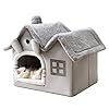 Luxury Double Roof Indoor Dog House Cat Nest,Foldable Warm Soft Kennel,30D High Elastic Memory Sponge,Removable Cushion and Non-Slip Bottom (Grey Double Roof, M)