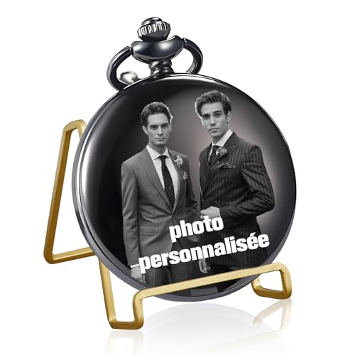 Montre De Poche Gravée Personnalisée Montre A Gousset Avec Photo et Texte Personnalisés Vintage Montre Gousset Idéale pour Grand père Mari Fils Père...