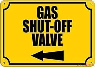 KSFEITING Novelty Warning Metal Tin Sign Gas Shut Off Valve with Left Arrow Hazard Emergency Sign Outdoor Security Farm Yard Warning Decoratives Metal Aluminum Sign 8 X 12 INCH