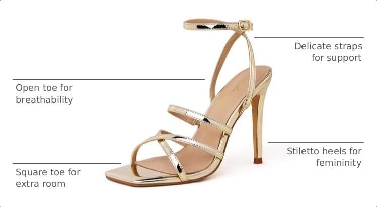 Image of Elisabet Tang Women's Crystal Stilettos Heeled Sandals, 4 Inch Square Open Toe Strappy Sexy High Heels Ankle Strap Buckle Heels for Party Wedding Dress Daily Wear Shoes