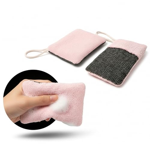 Evelots Soap Saver Sponge with Pocket - 3 Pack Terrycloth Plus Exfoliating Side for Cleansing Bar Soap -No More Wasted Soap Bits -Includes Sponge and Rope