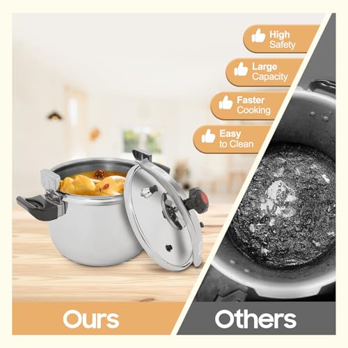 27.5 Quart Pressure Cooker Stainless Steel Pressure Canner, Large Capacity, Commercial Pressure Cooker Clamp On Type, Double Valves for Family or Commercial Use - Thumbnail 6