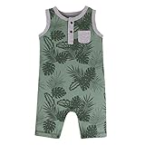 LAMAZE Baby Boys' Super Combed Natural Romper, 1 Piece Coverall, Sleeveless Jumpsuit with Shorts, 2...