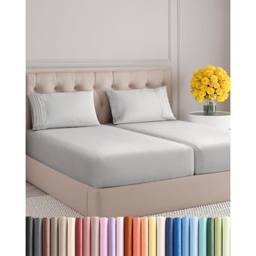 Twin Size 3 Piece Sheet Set - Ultra Soft & Cooling Bed Sheets - Soft Grey