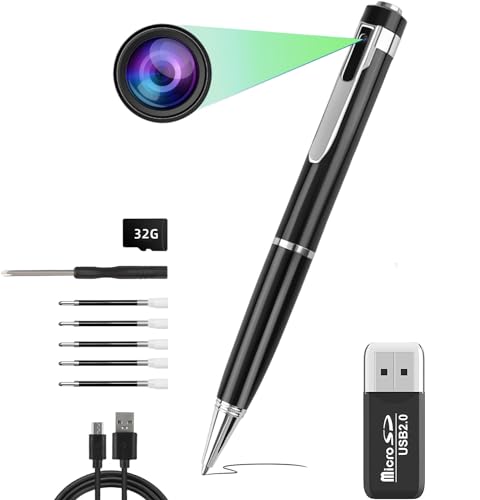 TuuToo Stylo caméra espion rechargeable 1080P HD avec carte Micro SD de 32 Go, cachée
