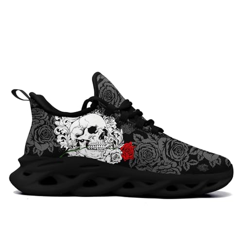 Men's Gothic Skull Running Shoes, Punk Rock Breathable Cushion Sports Walking Sneakers Gym Jogging Tennis Shoes2