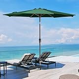 SMLIXE 10ft Patio Garden Table Umbrellas Outdoor Market Sunbrella With Push Button Tilt and Crank Lift System UV Protection Waterproof Sunproof Dark Green