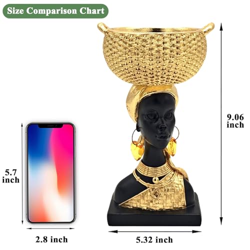Estatua Africana Decorativa con Bandeja de Almacenaje 9" miniatura 2